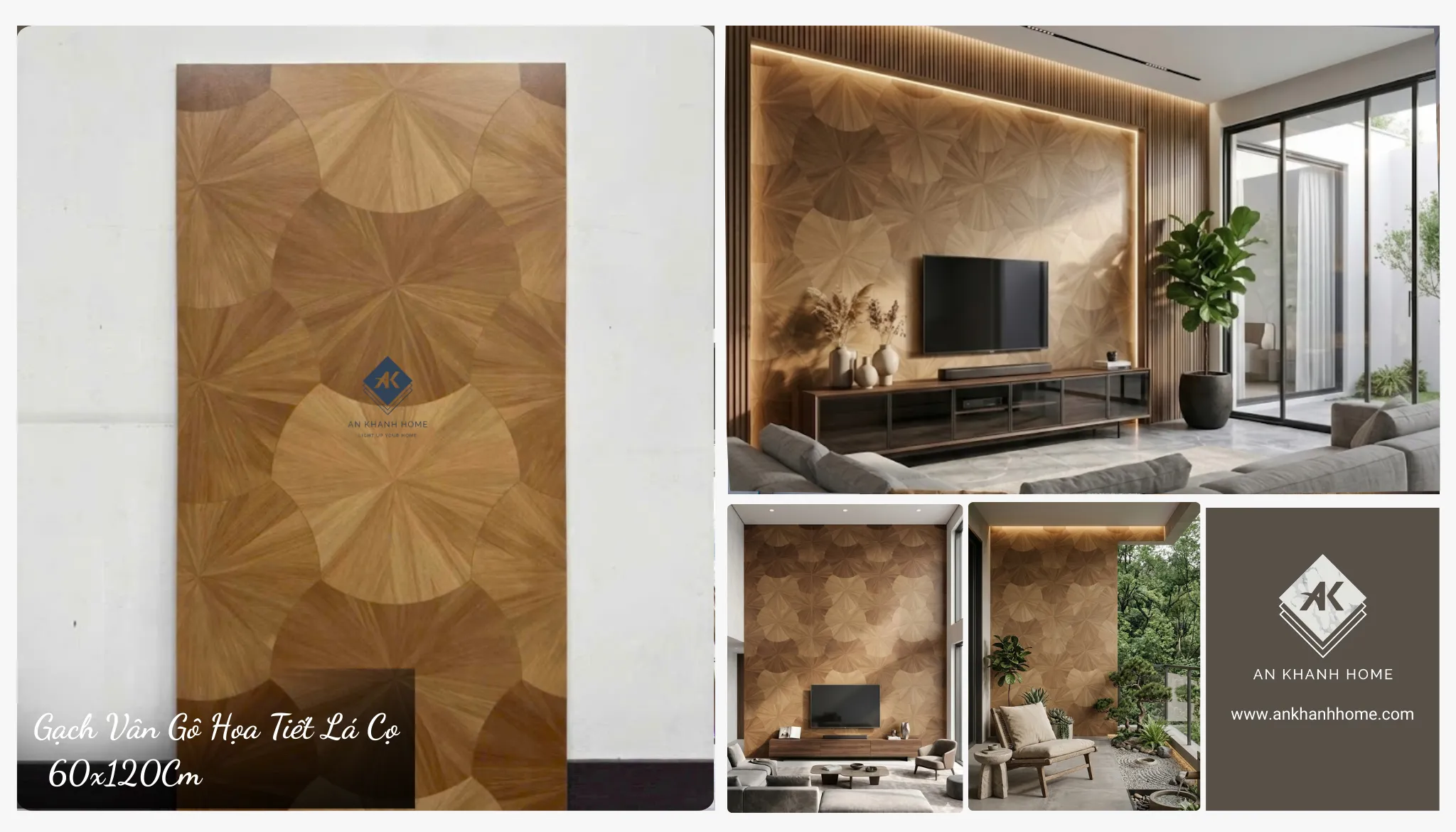 Gạch vân gỗ họa tiết lá cọ 60x120