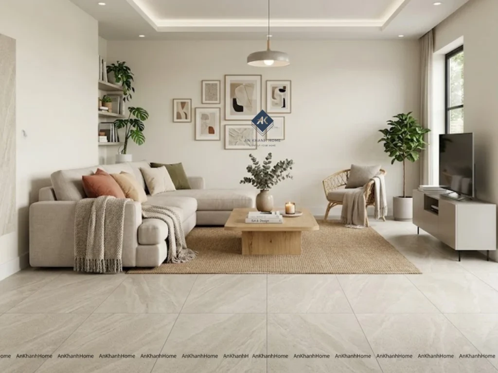 Gạch nhám được ứng dụng rộng rãi để lát nền phòng khách