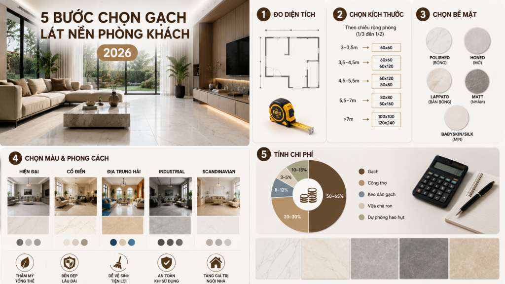 Cách Chọn Gạch Lát Nền Phòng Khách Đẹp Và Phù Hợp Từng Không Gian