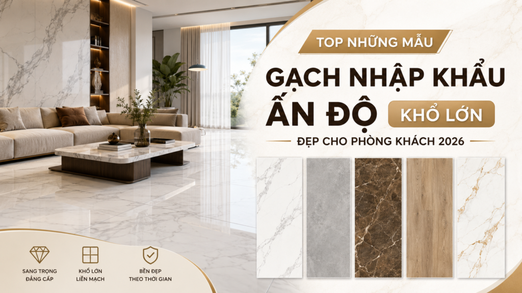 Top những mẫu gạch nhập khẩu Ấn Độ khổ lớn đẹp cho phòng khách 2026