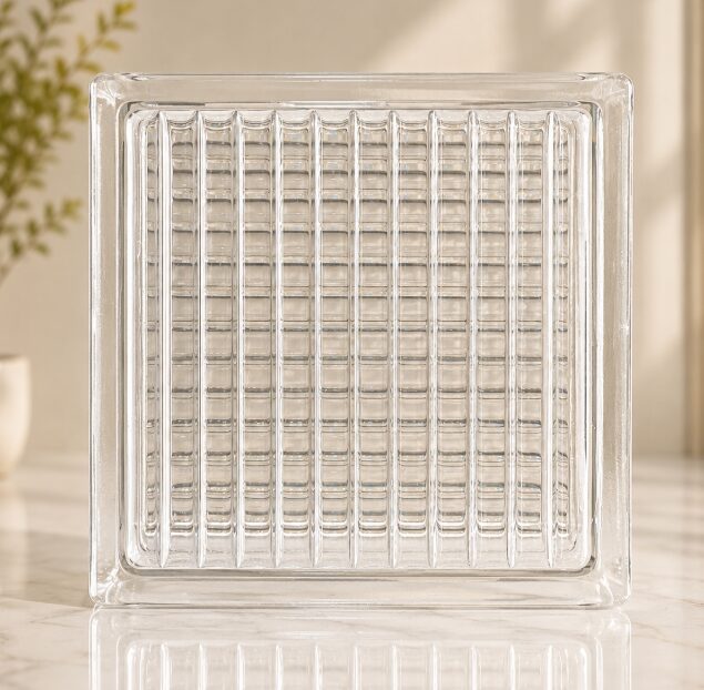 GẠCH KÍNH INDONESIA 19x19x8cm MÀU TRẮNG VÂN SỌC ĐŨA