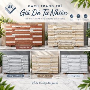 GẠCH TRANG TRÍ 3D GIẢ ĐÁ TỰ NHIÊN  250X500mm VIỆT NAM  | AN KHÁNH HOUSE