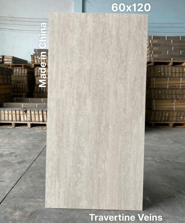 GẠCH TRAVERTINE VÂN SỌC DƯA MÀU KEM MỜ CARVING – PORCELAIN Trung Quốc