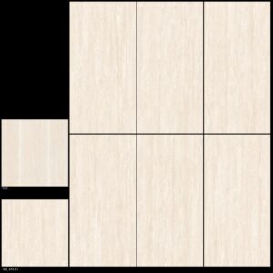 GẠCH TRAVERTINE VÂN SỌC DƯA MÀU KEM MỜ CARVING - PORCELAIN ẤN ĐỘ