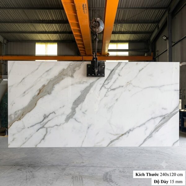 ĐÁ NUNG KẾT TRẮNG VÂN GRANITE BÓNG – 800x2400x15mm – Ấn Độ