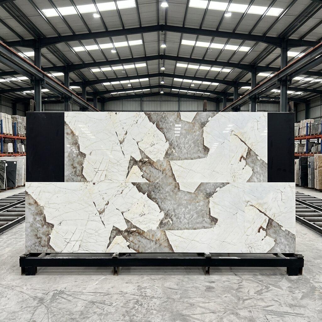 ĐÁ NUNG KẾT TRẮNG VÂN ĐÁ GRANITE BÓNG – 800x2400x15mm – Ấn Độ