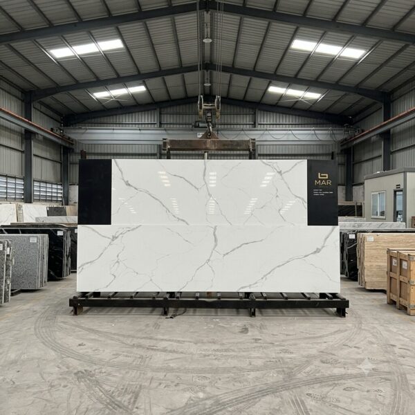 ĐÁ NUNG KẾT TRẮNG VÂN MARBLE BÓNG – 800x2400x15mm – Ấn Độ